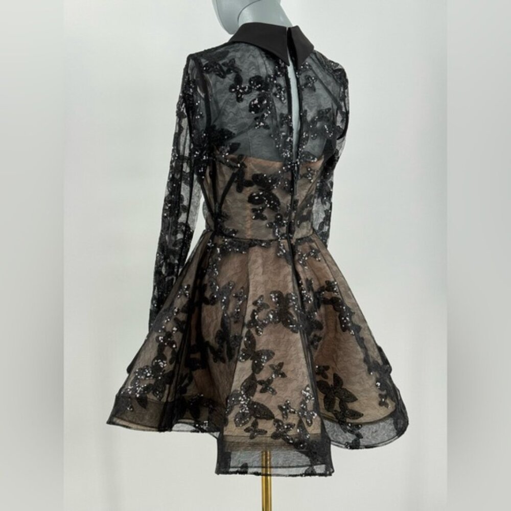 🆕 BRONX & BANCO 🧿 NWOT Maraya Jasmine Black Sequin Lace Mini Dress, Sz M US 6 - Picture 9 of 16